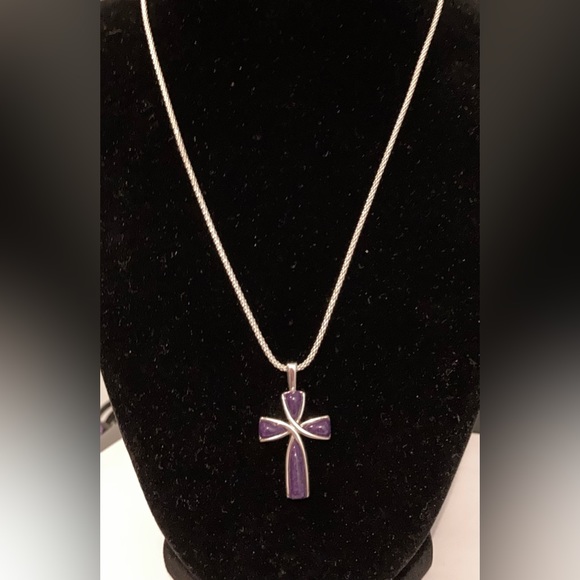 Purple Charoite Sterling Silver Cross Necklace by Coleman Company - Picture 3 of 8